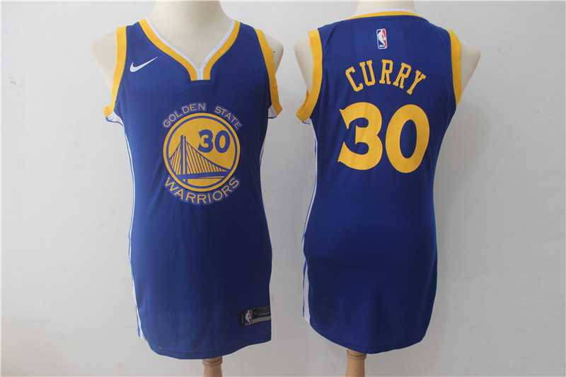 Women Nike Golden State Warriors #30 Stephen Curry Blue Swingman Stitched NBA Jersey
